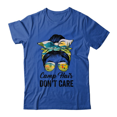 Camp Hair Don't Care Messy Bun Hair Camping Life Lovers Shirt & Tank Top | teecentury