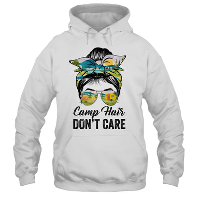 Camp Hair Don't Care Messy Bun Hair Camping Life Lovers Shirt & Tank Top | teecentury