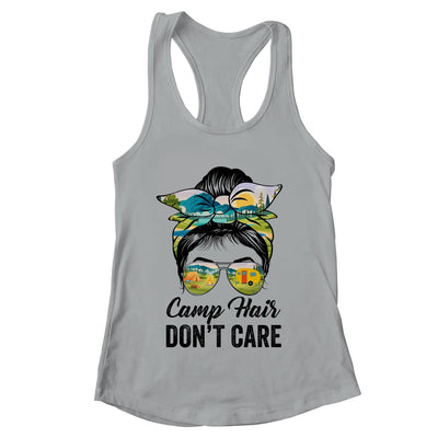 Camp Hair Don't Care Messy Bun Hair Camping Life Lovers Shirt & Tank Top | teecentury
