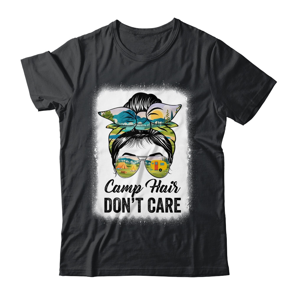 Camp Hair Don't Care Womens Camper Camping Messy Bun Hair Shirt & Tank Top | teecentury