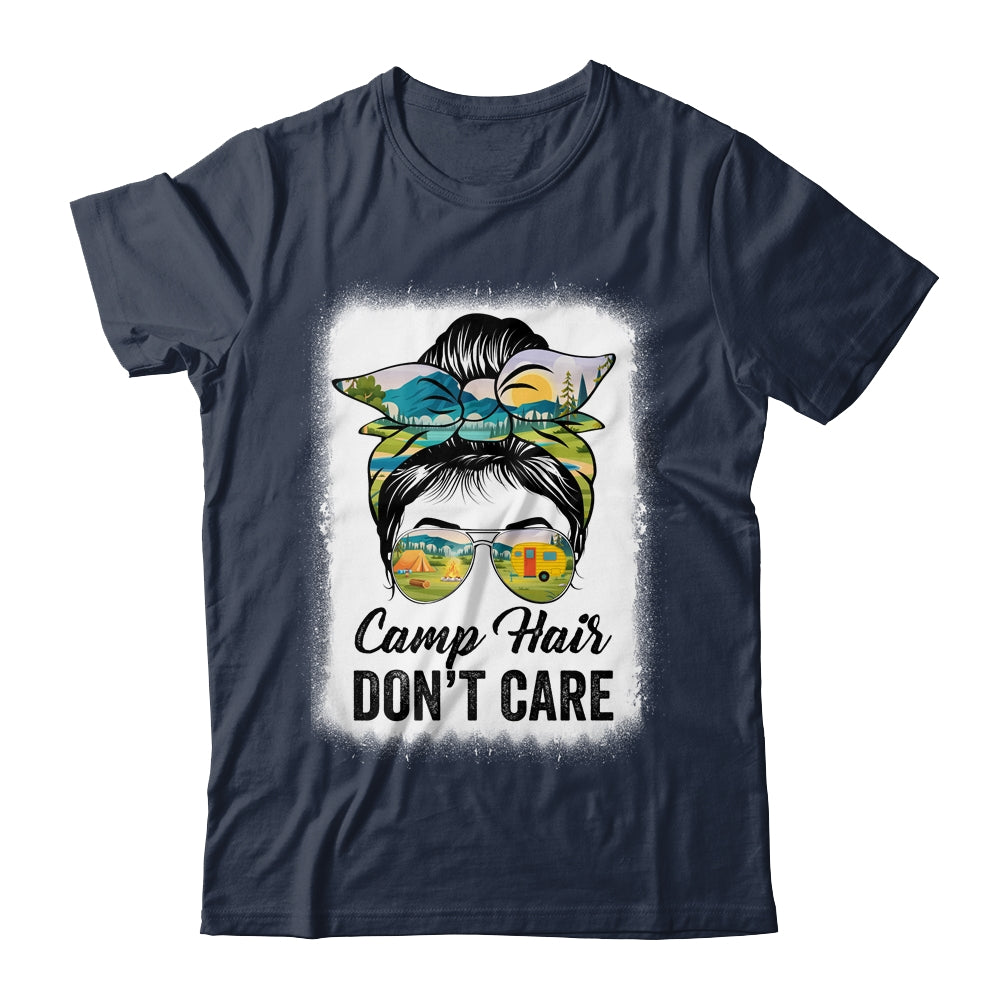 Camp Hair Don't Care Womens Camper Camping Messy Bun Hair Shirt & Tank Top | teecentury