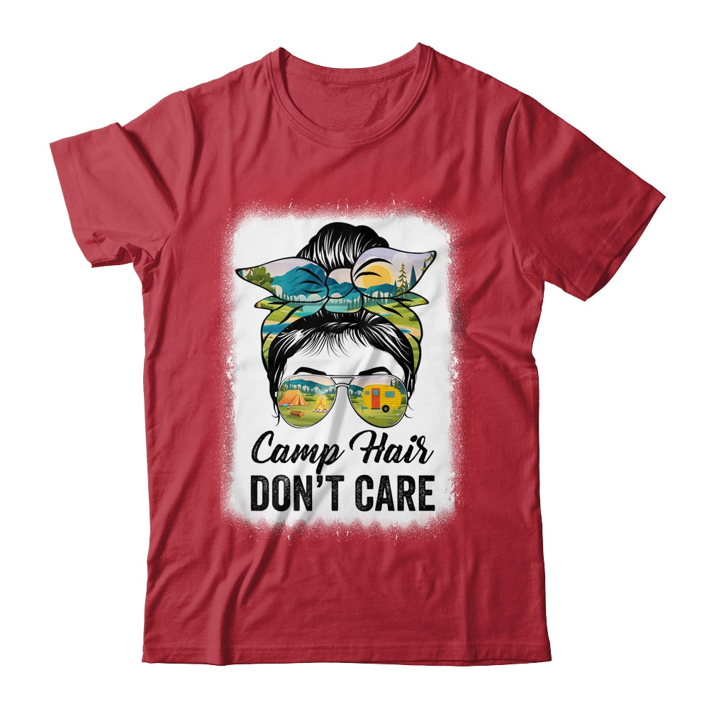 Camp Hair Don't Care Womens Camper Camping Messy Bun Hair Shirt & Tank Top | teecentury