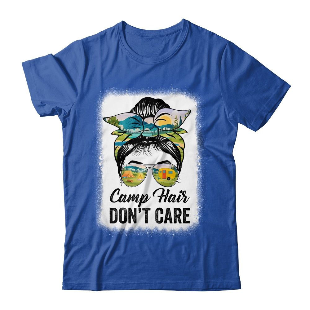Camp Hair Don't Care Womens Camper Camping Messy Bun Hair Shirt & Tank Top | teecentury