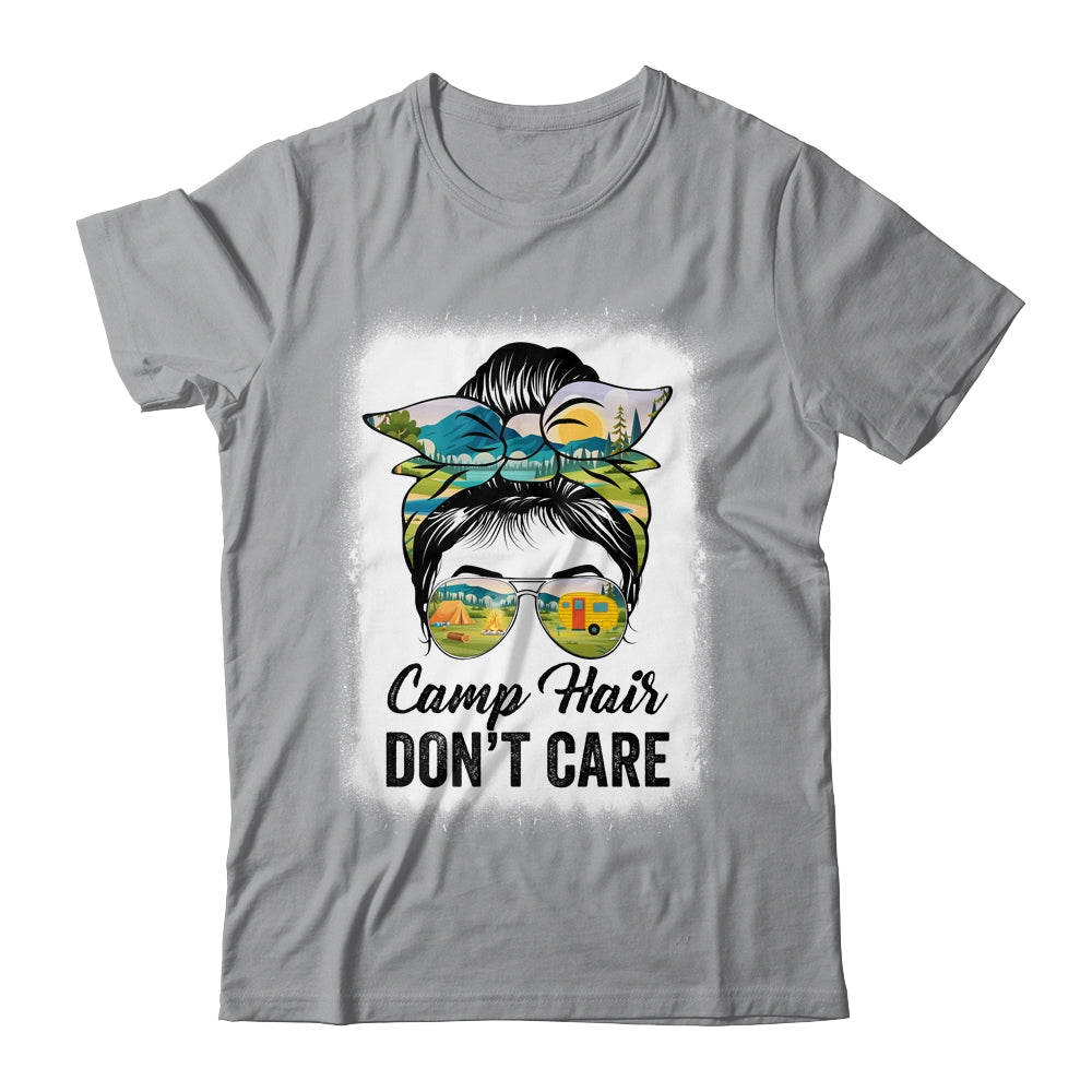 Camp Hair Don't Care Womens Camper Camping Messy Bun Hair Shirt & Tank Top | teecentury
