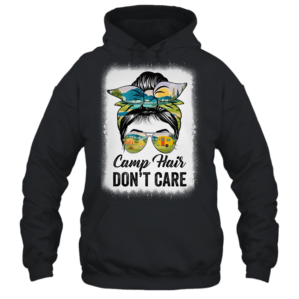 Camp Hair Don't Care Womens Camper Camping Messy Bun Hair Shirt & Tank Top | teecentury