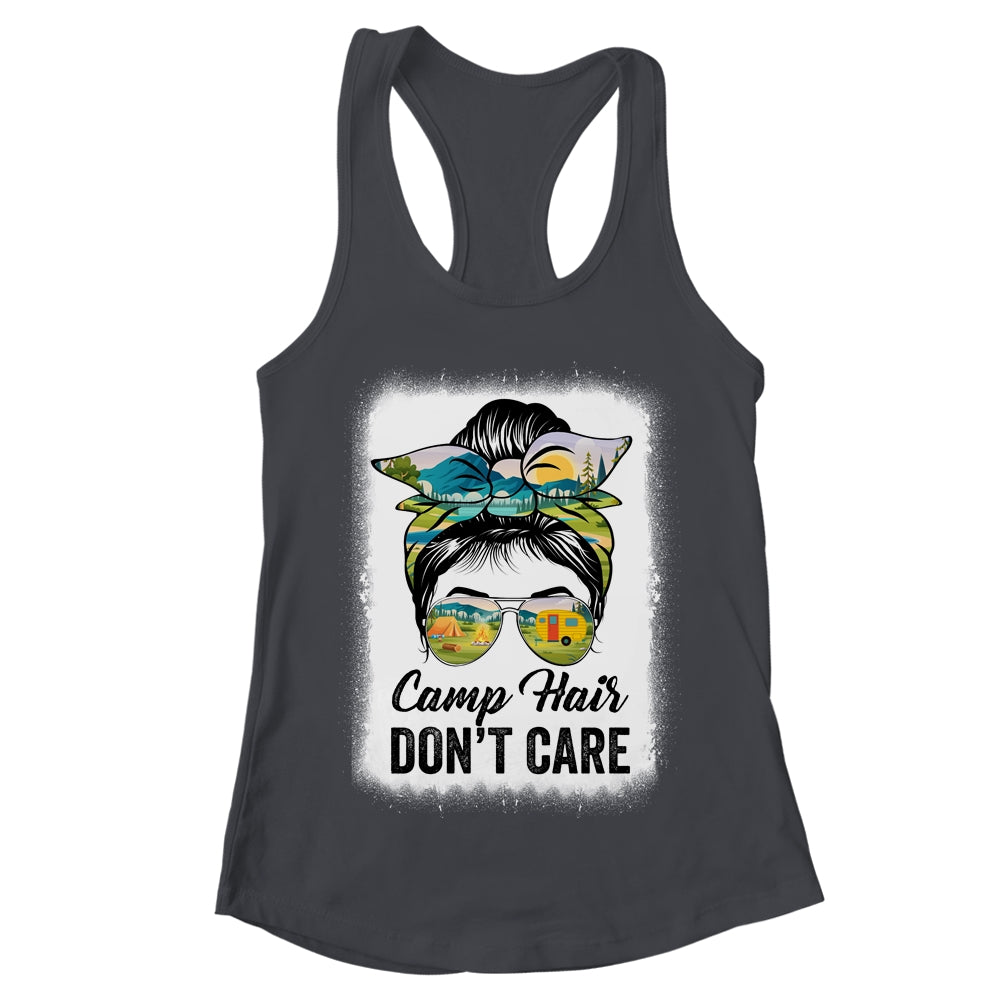 Camp Hair Don't Care Womens Camper Camping Messy Bun Hair Shirt & Tank Top | teecentury