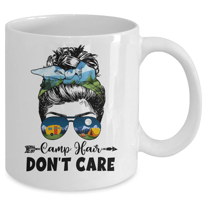 Camp Hair Dont Care Womens Camper Camping Messy Bun Hair Mug | teecentury