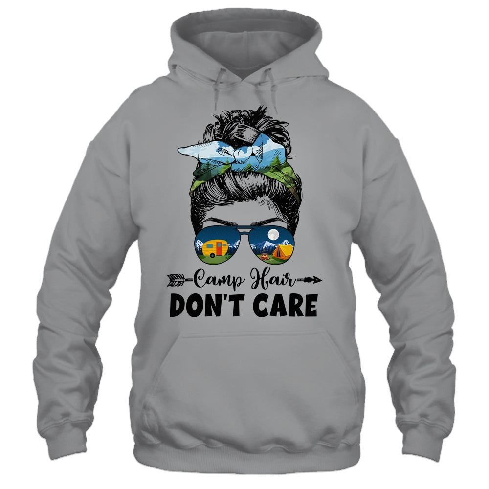 Camp Hair Dont Care Womens Camper Camping Messy Bun Hair Shirt & Tank Top | teecentury