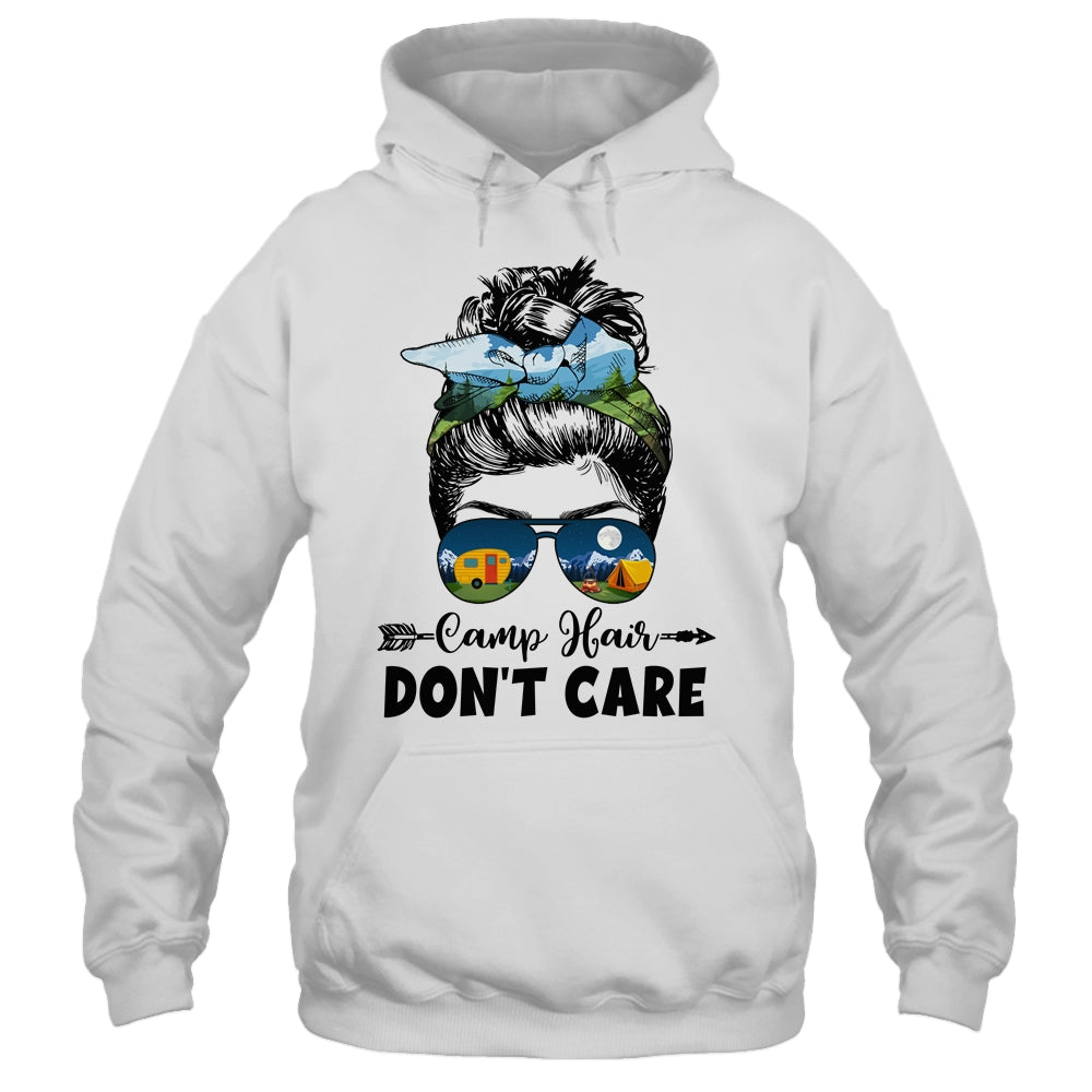 Camp Hair Dont Care Womens Camper Camping Messy Bun Hair Shirt & Tank Top | teecentury