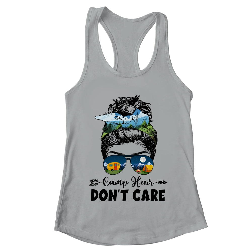 Camp Hair Dont Care Womens Camper Camping Messy Bun Hair Shirt & Tank Top | teecentury