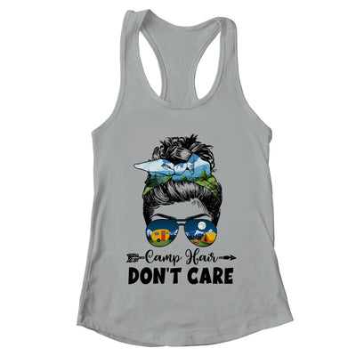 Camp Hair Dont Care Womens Camper Camping Messy Bun Hair Shirt & Tank Top | teecentury