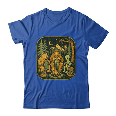 Campfire Knitting Friends Camping Retro Bigfoot Alien Bear Shirt & Hoodie | teecentury