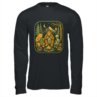 Campfire Knitting Friends Camping Retro Bigfoot Alien Bear Shirt & Hoodie | teecentury