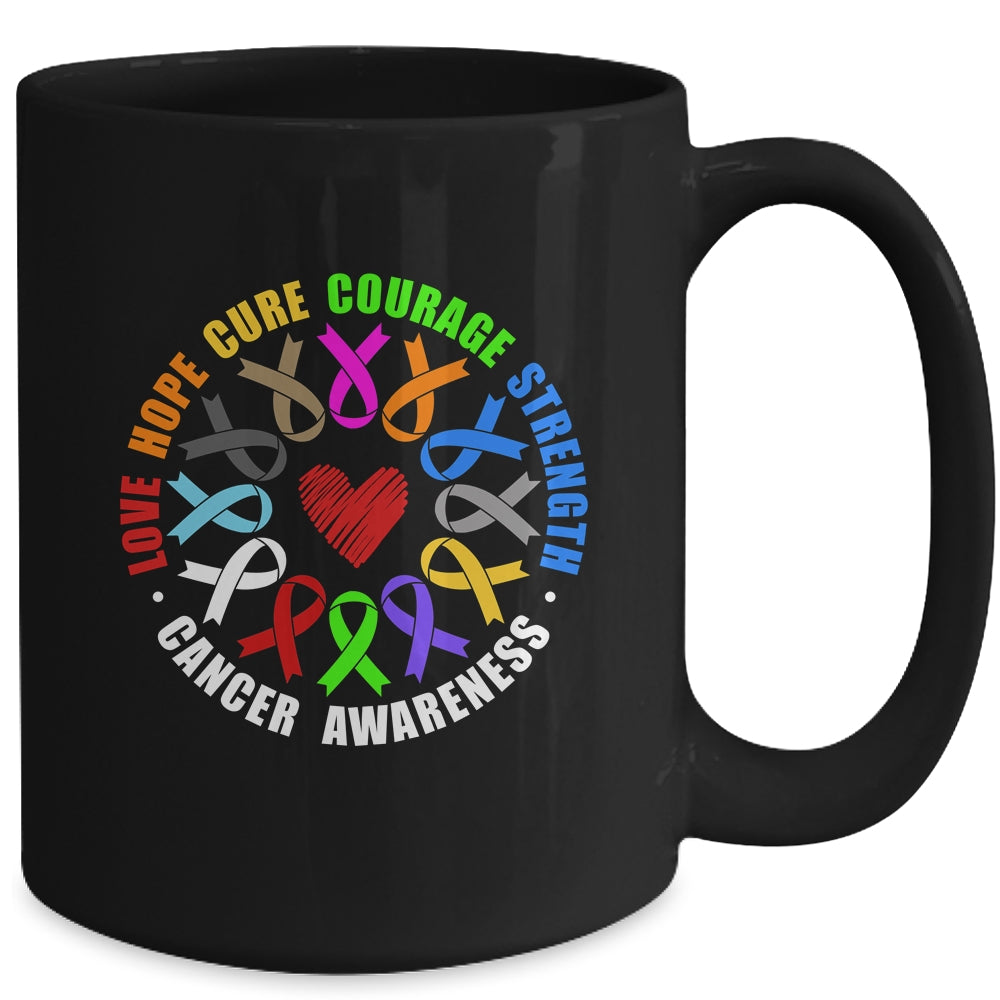 Cancer Awareness Live Hope Cure Strength Fight Cancer Ribbon Mug | teecentury