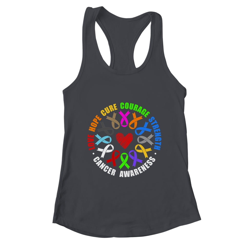 Cancer Awareness Live Hope Cure Strength Fight Cancer Ribbon Shirt & Tank Top | teecentury