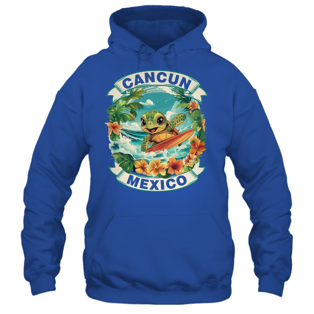 Cancun Mexico Cute Sea Turtle Surfing Summer Vacation Shirt & Tank Top | teecentury