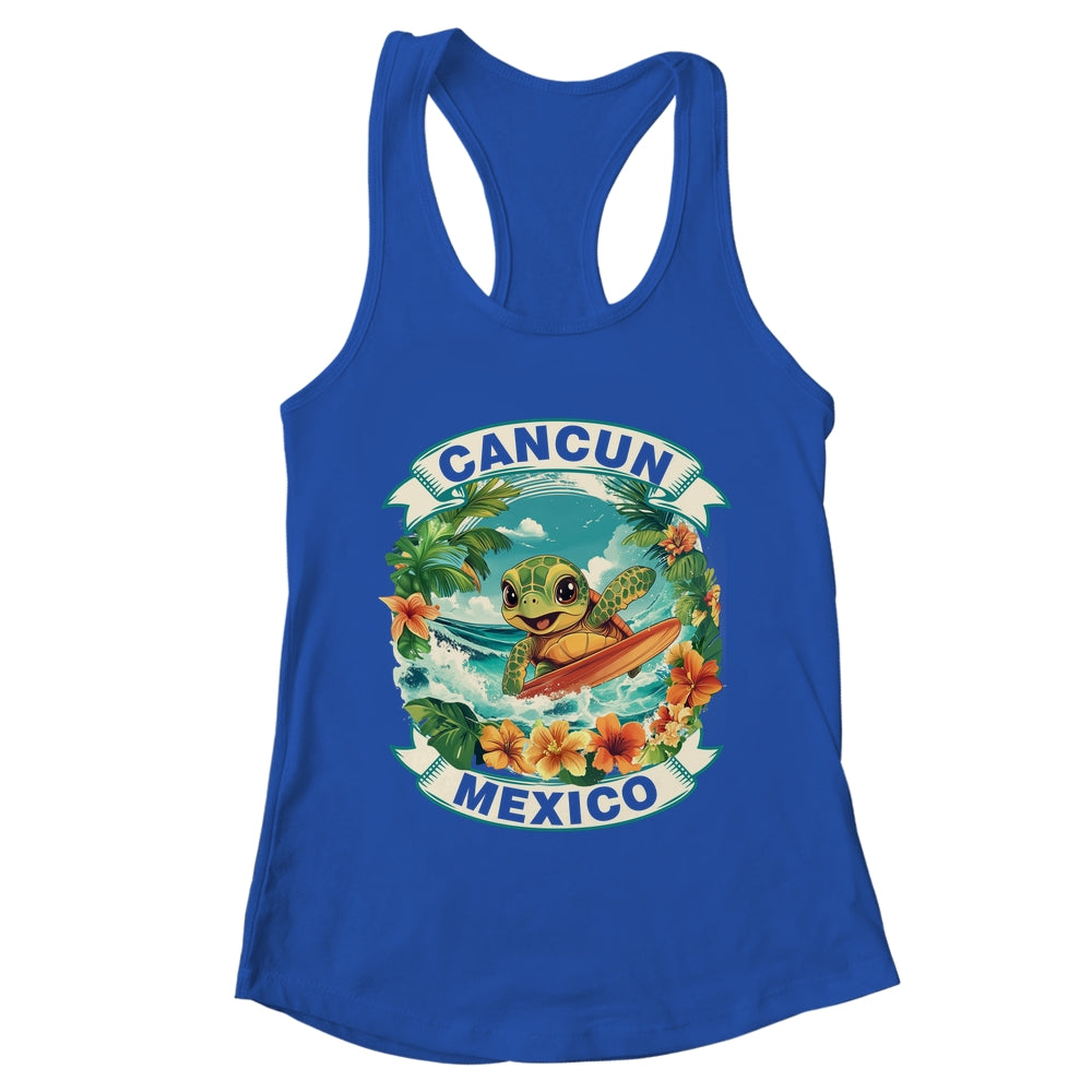Cancun Mexico Cute Sea Turtle Surfing Summer Vacation Shirt & Tank Top | teecentury