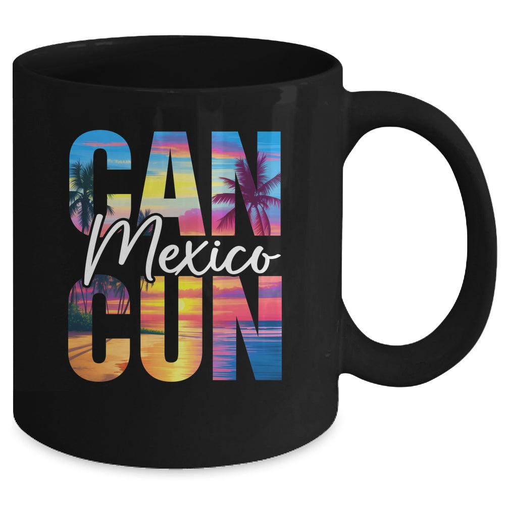 Cancun Mexico Palm Tree Sunset Beach Summer Vacation Trip Mug | teecentury