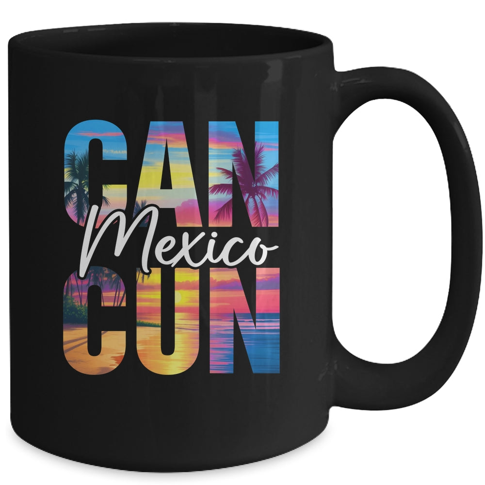 Cancun Mexico Palm Tree Sunset Beach Summer Vacation Trip Mug | teecentury
