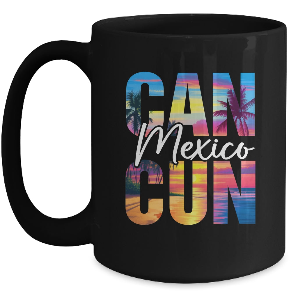 Cancun Mexico Palm Tree Sunset Beach Summer Vacation Trip Mug | teecentury
