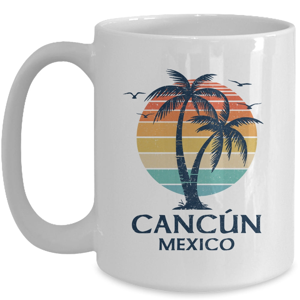 Cancun Mexico Souvenir Beach Sunset Vintage Women Men Mug | teecentury