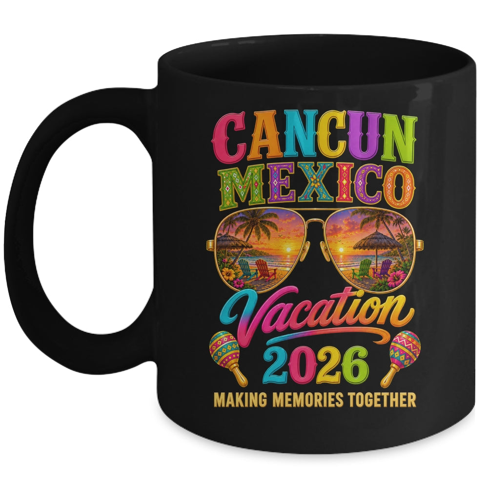Cancun Mexico Vacation Beach 2026 Trip Group Squad Retro Mug | teecentury