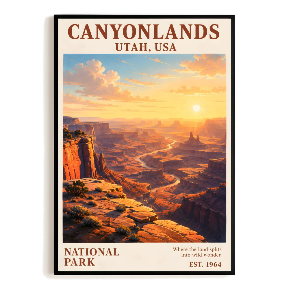 Canyonlands National Park Utah Travel Poster Vintage Sunset Desert Print Landscape Pictures Wall Art Decor For Home Living Room Office Bedroom Souvenir Gift Unframed | teecentury