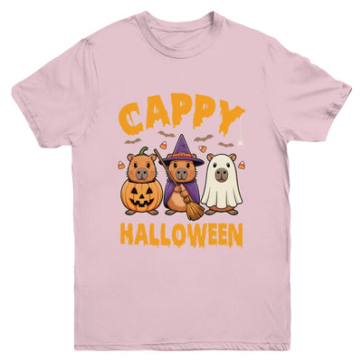 Cappy Halloween Funny Capybara Ghost Witch Pumpkin Spooky Youth Shirt | teecentury