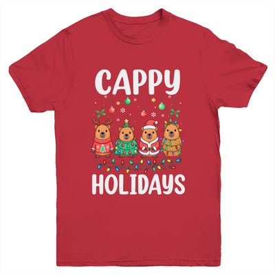 Cappy Holidays Capybara Christmas Boy Girl Rodent Animal Youth Shirt | teecentury