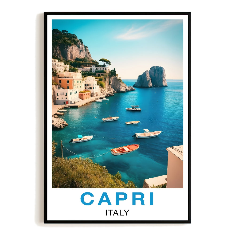 Capri Italy Vintage Travel Poster Dreamy Coastline Souvenir Wall Art Landscape Prints Paintings Picture For Home Room Living Room Office Bedroom Decor Unframed | teecentury