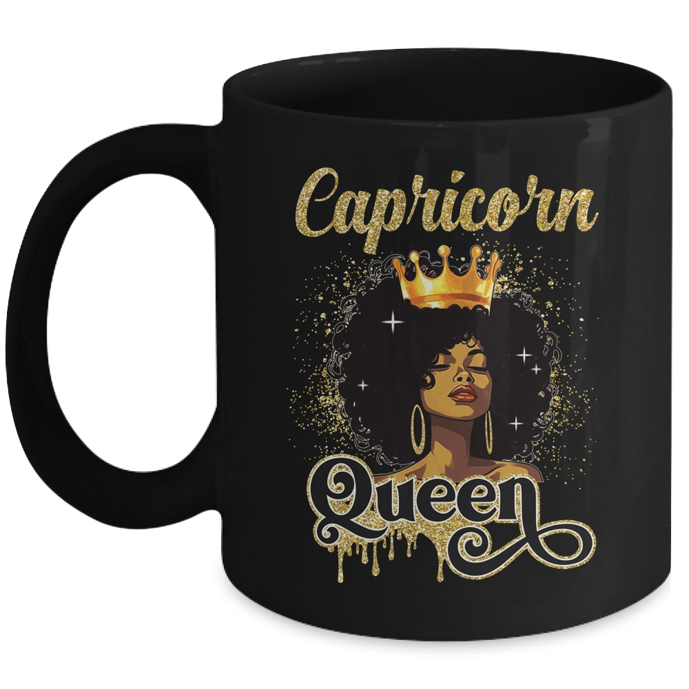Capricorn Queen Birthday Afro Girls Black Zodiac Birthday Mug | teecentury