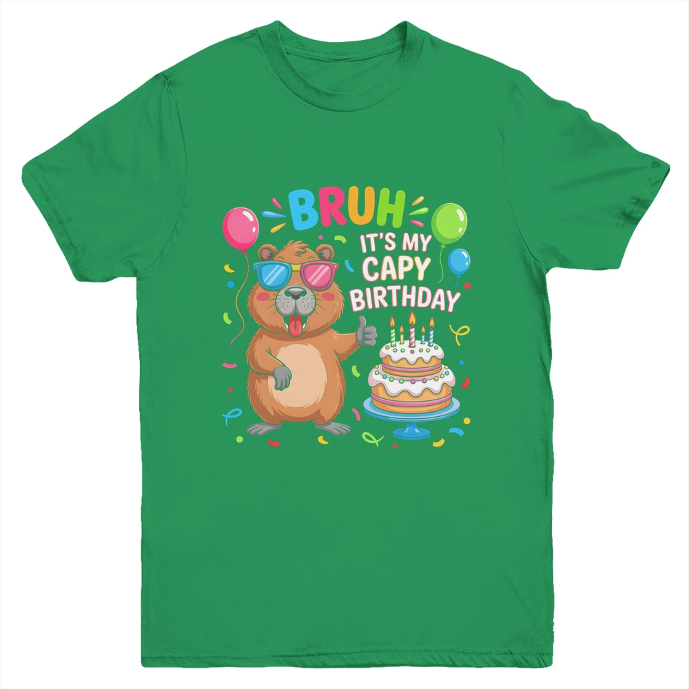 Capy Birthday Capybara BRUH Cute Happy Birthday Boys Girls Youth Shirt | teecentury