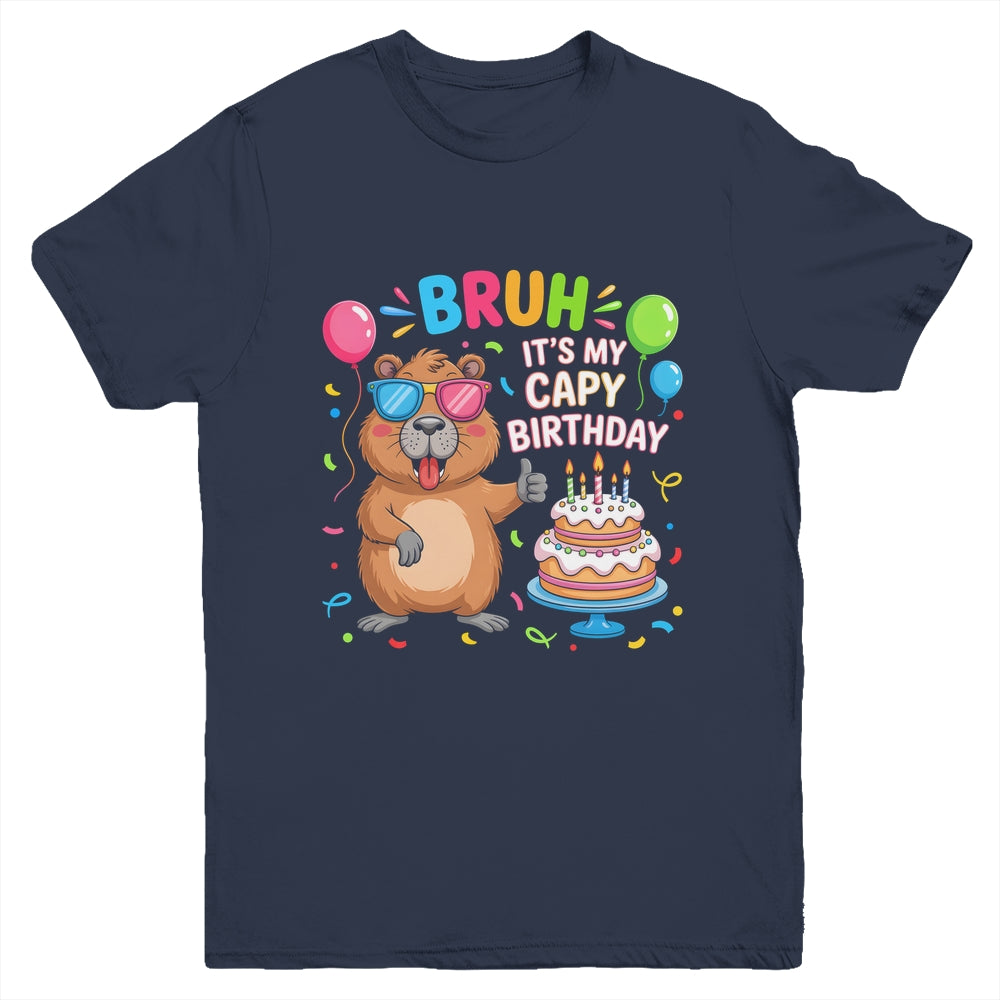 Capy Birthday Capybara BRUH Cute Happy Birthday Boys Girls Youth Shirt | teecentury