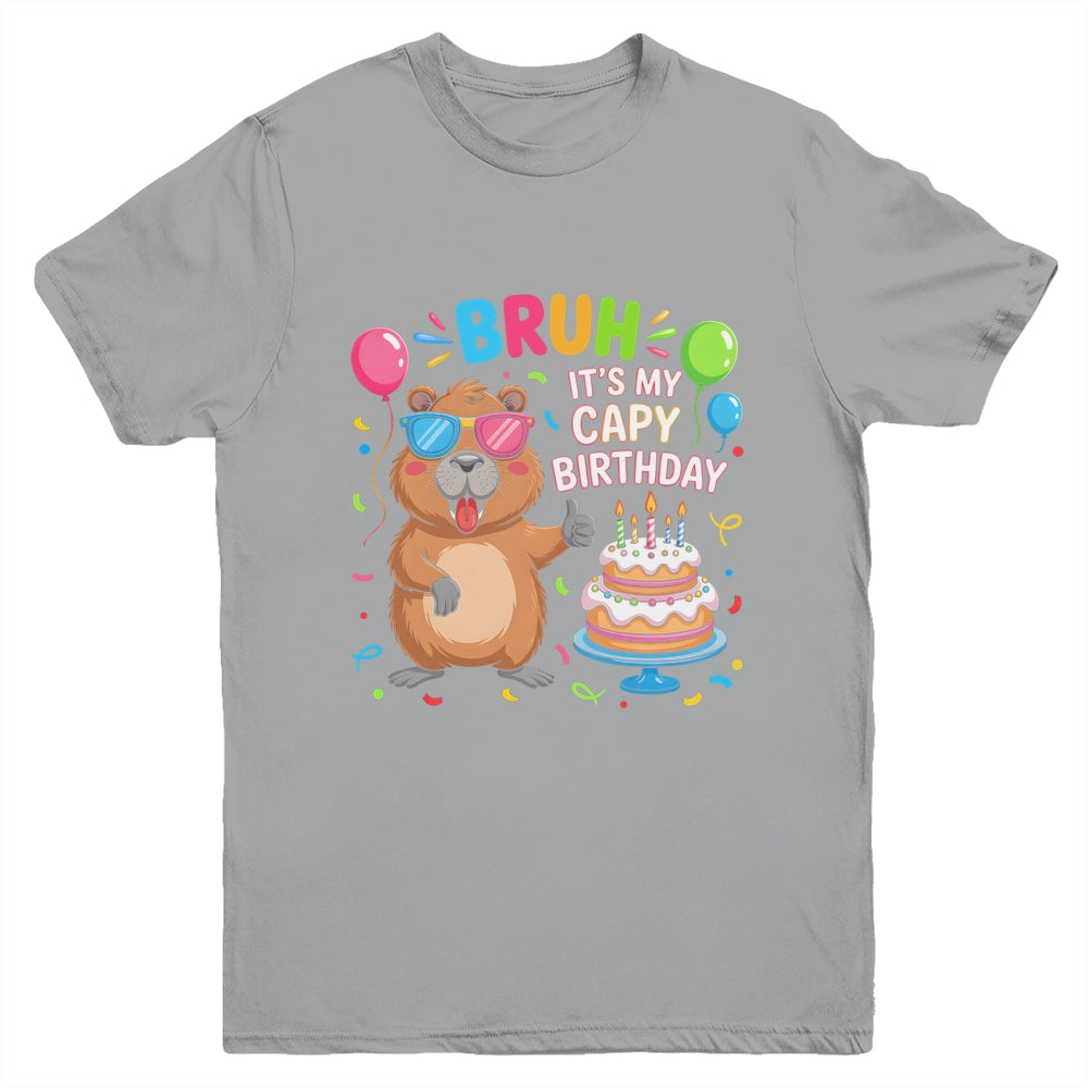 Capy Birthday Capybara BRUH Cute Happy Birthday Boys Girls Youth Shirt | teecentury