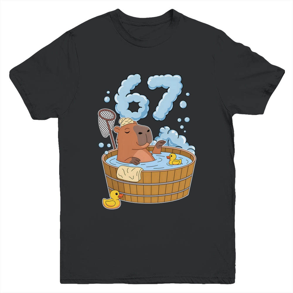Capybara Bath Tub 67 Relaxed Funny Six Seven Meme Animal Youth Shirt | teecentury