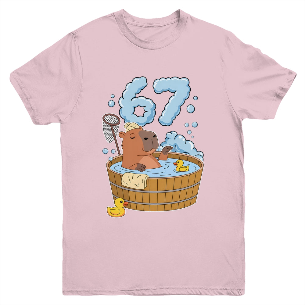 Capybara Bath Tub 67 Relaxed Funny Six Seven Meme Animal Youth Shirt | teecentury