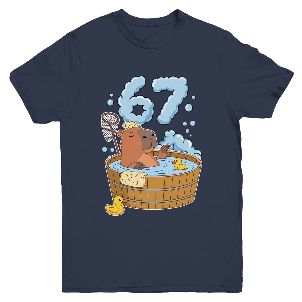Capybara Bath Tub 67 Relaxed Funny Six Seven Meme Animal Youth Shirt | teecentury
