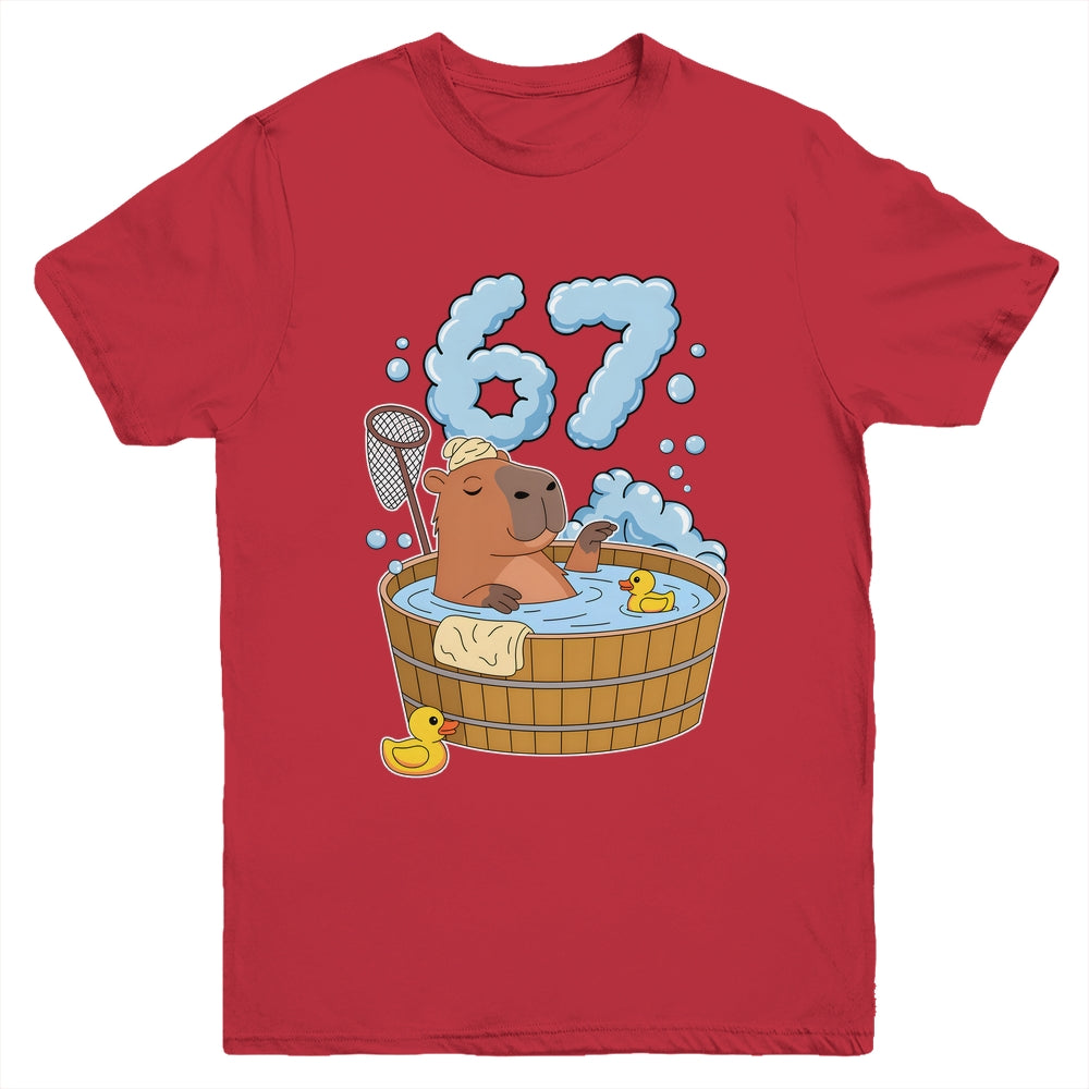 Capybara Bath Tub 67 Relaxed Funny Six Seven Meme Animal Youth Shirt | teecentury