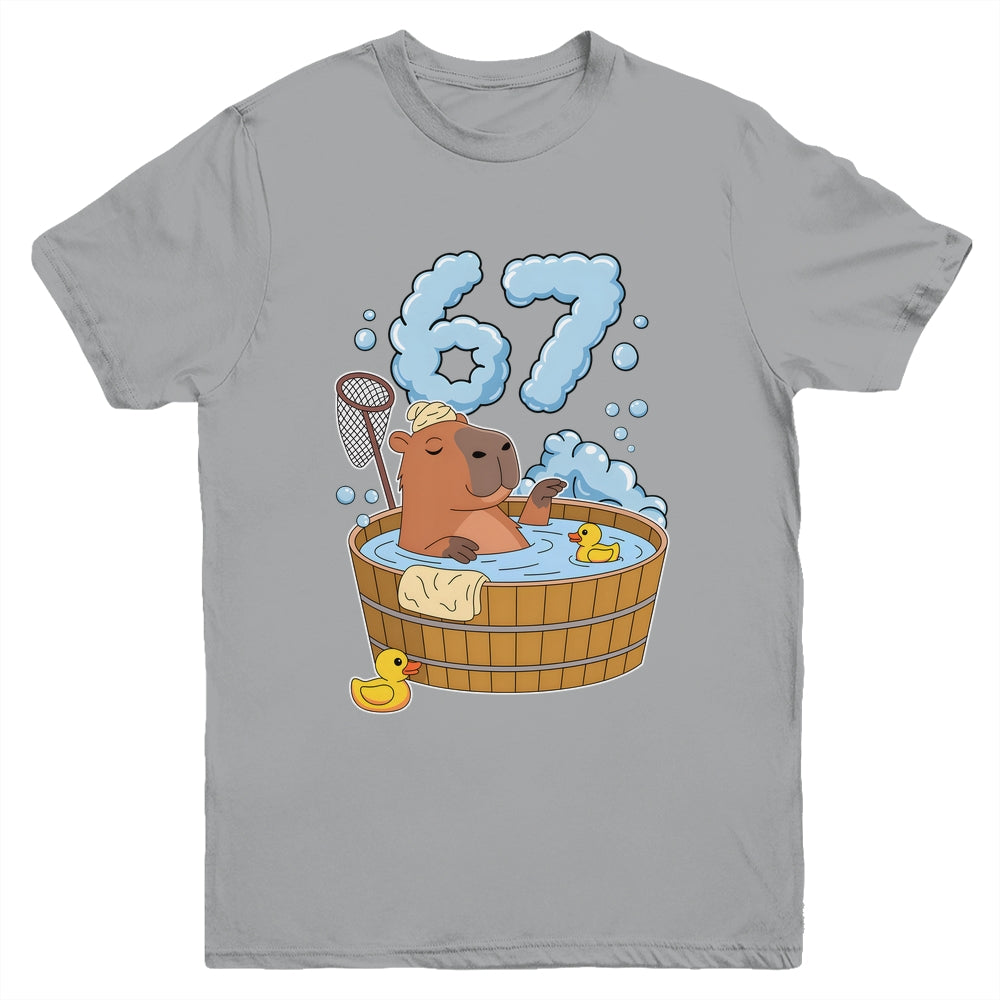 Capybara Bath Tub 67 Relaxed Funny Six Seven Meme Animal Youth Shirt | teecentury