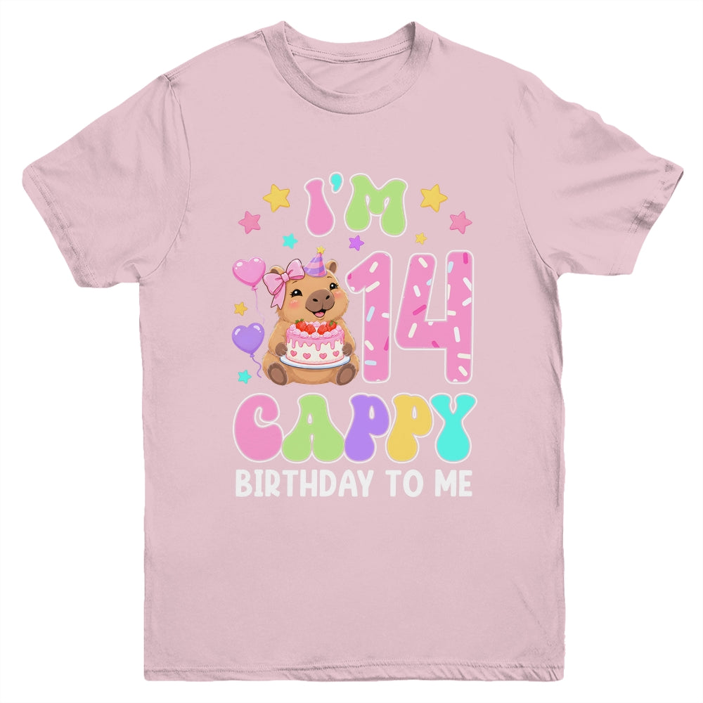 Capybara Birthday 14 Kawaii Capybara 14Th Birthday Girl Youth Shirt | teecentury