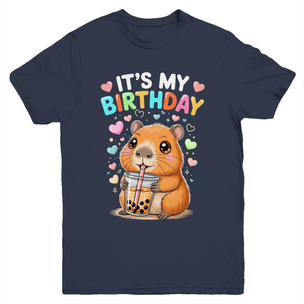 Capybara Birthday Graphic Kids Cute Capibara Its My Birthday Youth Shirt | teecentury