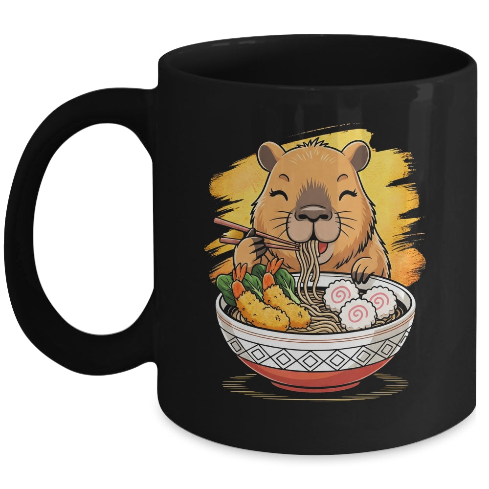 Capybara Eating Ramen Noodles Lover Funny Kawaii Animal Mug | teecentury
