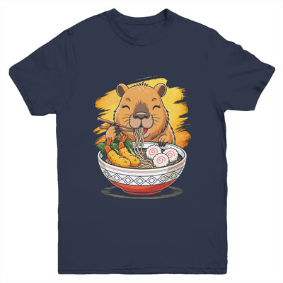 Capybara Eating Ramen Noodles Lover Funny Kawaii Animal Youth Shirt | teecentury