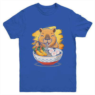 Capybara Eating Ramen Noodles Lover Funny Kawaii Animal Youth Shirt | teecentury