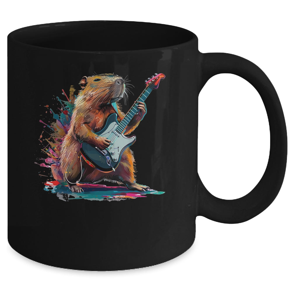 Capybara Playing Electric Guitar Funny Capybaras Lover Mug | teecentury