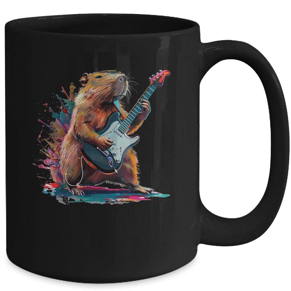 Capybara Playing Electric Guitar Funny Capybaras Lover Mug | teecentury