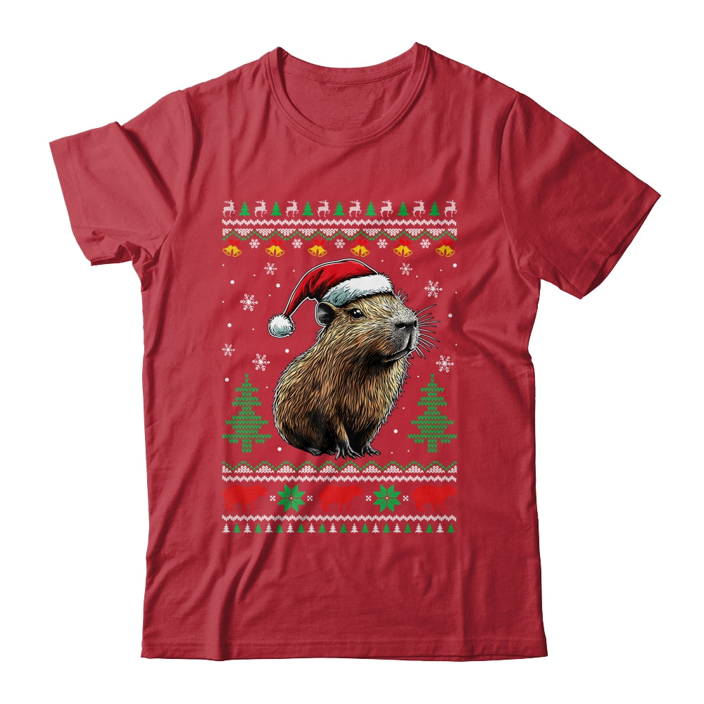 Capybara Santa Hat Ugly Christmas Capybara Lover Xmas Shirt & Sweatshirt | teecentury