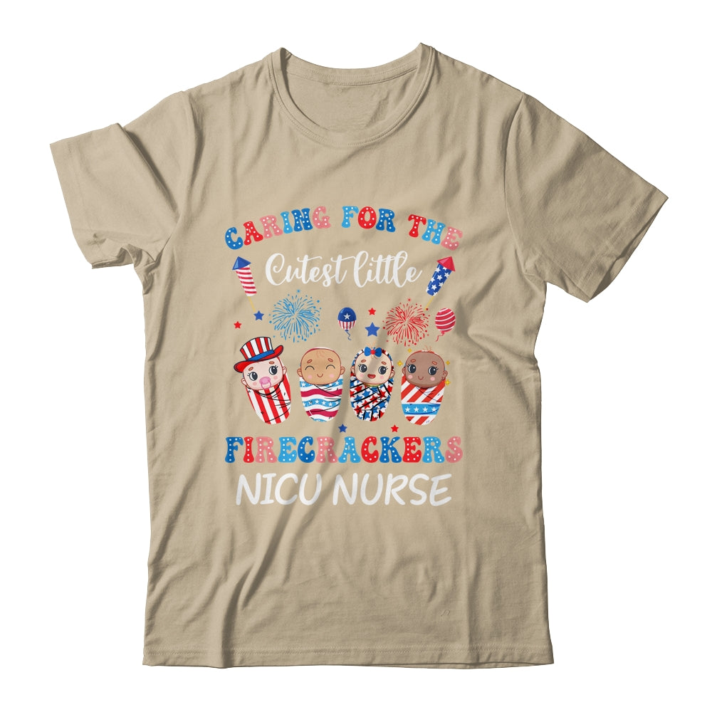 Caring For The Cutest Firecrackers NICU Nurse 4th Of July Shirt & Tank Top | teecentury