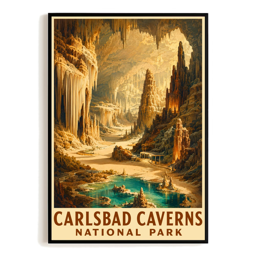 Carlsbad Caverns National Park Travel Poster Vintage New Mexico Canyon Nature Souvenir Wall Art Adventure Print Ideal For Home Living Room Office Decor Unframed | teecentury