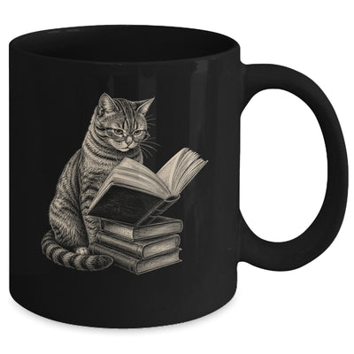 Cat Bookworm Reading Book Funny Cat Lovers Design Graphic Mug | teecentury